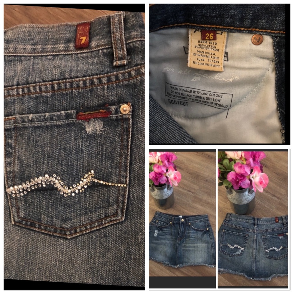 7 For All Mankind Distressed Jean Skirt.
